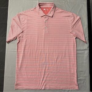 Onward Reserve XL Salmon Pink Striped Performance Polo